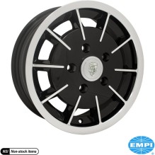 Alu wheel, Gasser, gloss black with polished lip and face, 5.5x15