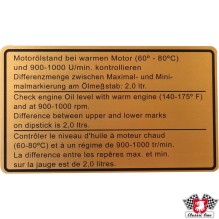 Sticker, engine oil level