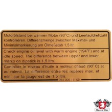 Sticker, engine oil level