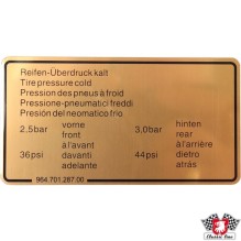 Sticker, tyre pressure