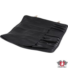 Tool pouch, black leather with white pepita pattern, without tools