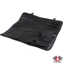 Tool pouch, black leather with red/blue scots pattern, without tools