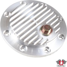 Oil sump cover with drain plug without gasket. Made of CNC machined aluminium
