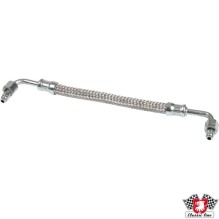Oil hose, braided steel. From oil filter housing to engine oil line