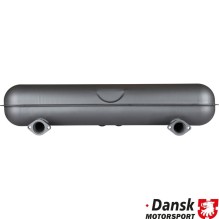 Exhaust rear, Sport, GT3 style, with two Ø63 mm center tail pipes. Made of steel with grey heat resistant paint