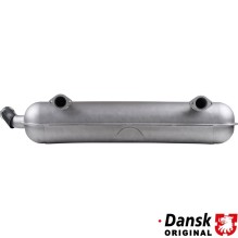 Exhaust rear, with one Ø57 mm wrinkled tail pipe and flat chrome roll tip. Made of steel with heat resistant grey paint