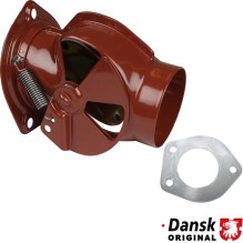 Heater control box including silicone gasket, right. Made of steel with vintage red paint