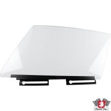 Door window with window lifter rail, clear, left. Without E-mark