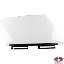 Door window with window lifter rail, clear, right. Without E-mark