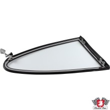 Rear quarter window set, with chrome frame, left