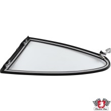 Rear quarter window set, with chrome frame, right