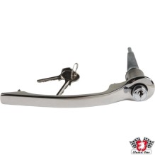 Door handle with lock cylinder and template keys, chrome, left