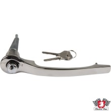 Door handle with lock cylinder and template keys, chrome, right