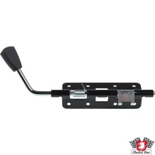 Adjuster for seat runner with black knob, left. To be replaced on seat frame