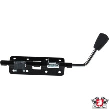 Adjuster for seat runner with black knob, right. To be replaced on seat frame