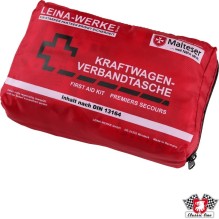 First-aid bag, retro design, red, size 230x135x65 mm, DIN 13164 STVZO § 35h