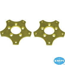 Wheel adapter set, VW 5 lug wheel to 5x130, 14x1.5 mm, 9.5 mm thick, steel, 2 pieces