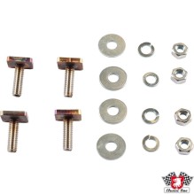 Mounting kit for danish black and yellow license plates with 6 mm bolt and clamping and locking washers