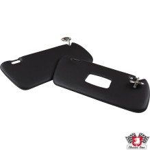 Sun visor set with mirror in passenger side, black