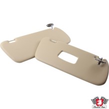 Sun visor set with mirror in passenger side, cream