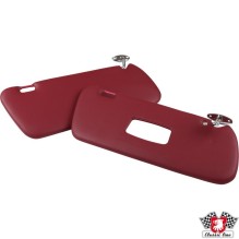 Sun visor set with mirror in passenger side, burgundy