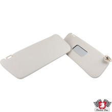 Sun visor set with mirror in passenger side, cream