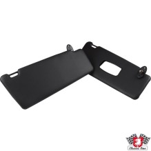 Sun visor set with mirror in passenger side, black