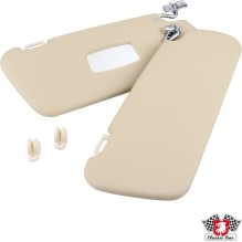 Sun visor set with mirror in passenger side, with clips, cream