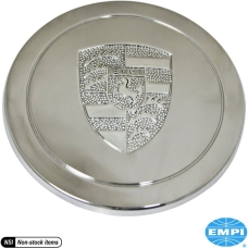 Hub cap with Empi logo, stainless steel, chromed