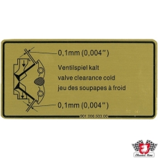 Sticker, adjustment valve clearence