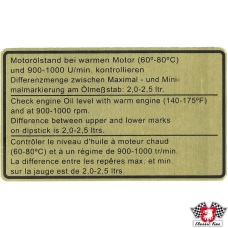 Sticker, engine oil level