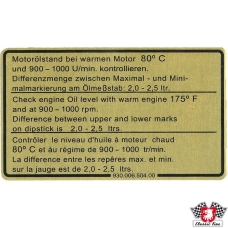 Sticker, engine oil level