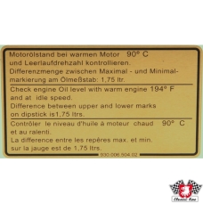 Sticker, engine oil level