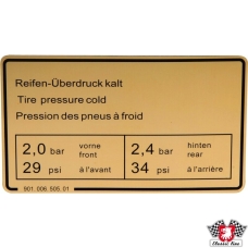Sticker, tyre pressure