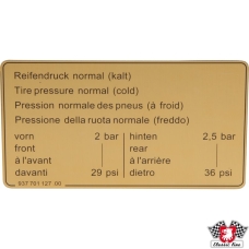 Sticker, tyre pressure