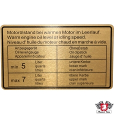 Sticker, engine oil level