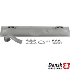 Exhaust set rear, with one Ø45 mm tail pipe and mounting kit. Made of grey painted steel