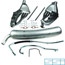 Exhaust conversion set, free-flow, with one Ø60 mm tail pipe. Made of stainless steel. Including heat exchangers and oil ...
