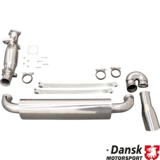 Exhaust set with G-pipe replacing rear exhaust, with one Ø100 mm tail pipe and without heat exchangers. Made of stainless...