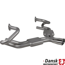 Manifold exhaust with boxes and oval tail pipe, Sport, Sebring style. With 8 mm flanges. Polished tail pipe. Made of glas...