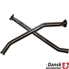 Cross pipe set without catalytic converter, Ø54 mm pipes, Bischoff. Made of brushed stainless steel