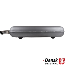 Exhaust rear, with one Ø57 mm tapered cut tail pipe. Made of steel with grey heat resistant paint, tail pipe of polished ...