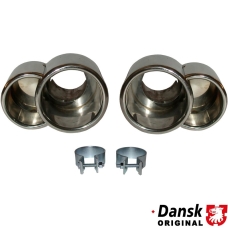 Tail pipe set, left/right. Made of polished stainless steel