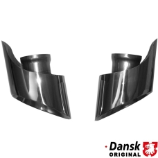 Tail pipe set, left/right, angle cut to follow the bumper shape. Made of polished stainless steel