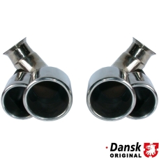 Tail pipe set, left/right, Turbo look. Made of polished stainless steel