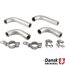 Tail pipe set with clamps (complete set not available from Porsche). Made of stainless steel