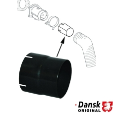 Connecting piece between heater control box and heater hose. Made of steel with black paint