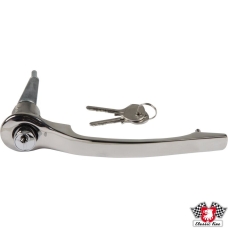 Door handle with lock cylinder and template keys, chrome, right