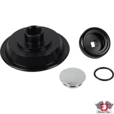 Door knob set, one side, alu, black anodized with chrome cap