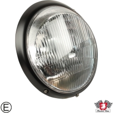 Headlight with black rim, with E-mark